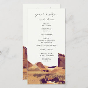 Boho Watercolor Desert Landscape Wedding Program Thank You Card