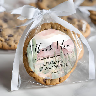 Boho Watercolor Desert Nature Cactus Thank You Classic Round Sticker