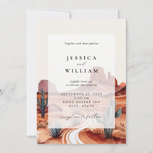 Boho Watercolor Desert Wedding Invitation