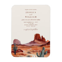 Boho Watercolor Desert Wedding Invitation Magnet