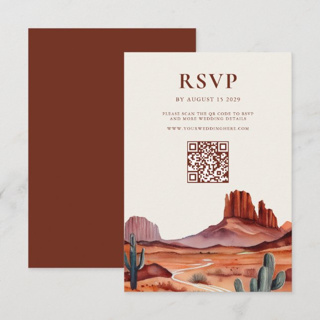 Boho Watercolor Desert Wedding RSVP Card (Front/Back)