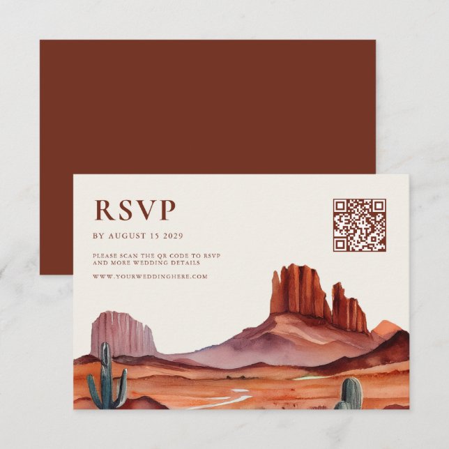 Boho Watercolor Desert Wedding RSVP Card (Front/Back)