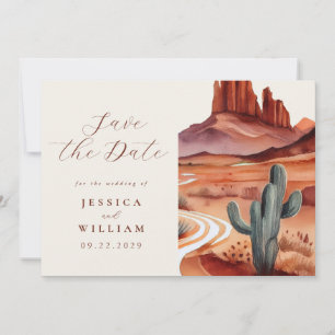 Boho Watercolor Desert Wedding Save The Date