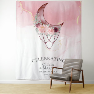 BOHO Watercolor Dusty Rose Celestial Tapestry