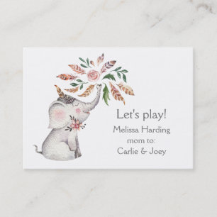 Boho Watercolor Elephant Flowers Mum Calling