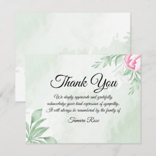 Boho Watercolor Eucalyptus Funeral Thank You Note