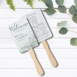 Boho watercolor Eucalyptus Green Wedding Program Hand Fan<br><div class="desc">This is the perfect addition to your greenery wedding paradise,  its not only a unique item its also a thoughtful keepsake – our rustic themed wedding program fan has been created with love and decorated with sage green eucalyptus foliage on a watercolor background. Customise with your own details. .</div>