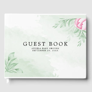 Boho Watercolor Eucalyptus Greenery Baby Shower Guest Book