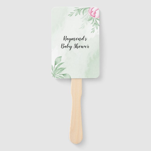 Boho Watercolor Eucalyptus Greenery ​baby Shower Hand Fan (Front)