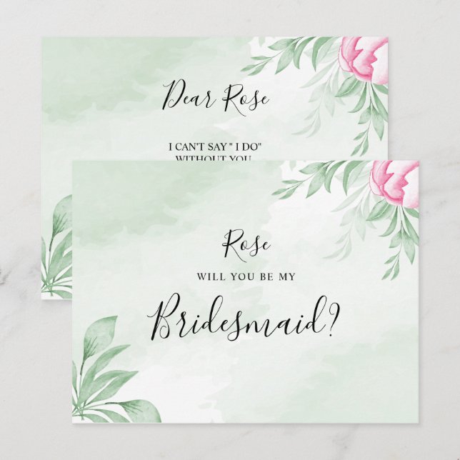 Boho Watercolor Eucalyptus Greenery Bridesmaid  Invitation Postcard (Front/Back)