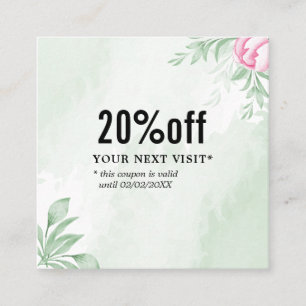 Boho Watercolor Eucalyptus Greenery Discount Card