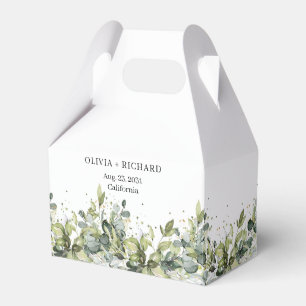 Boho watercolor eucalyptus greenery foliage gold favour box