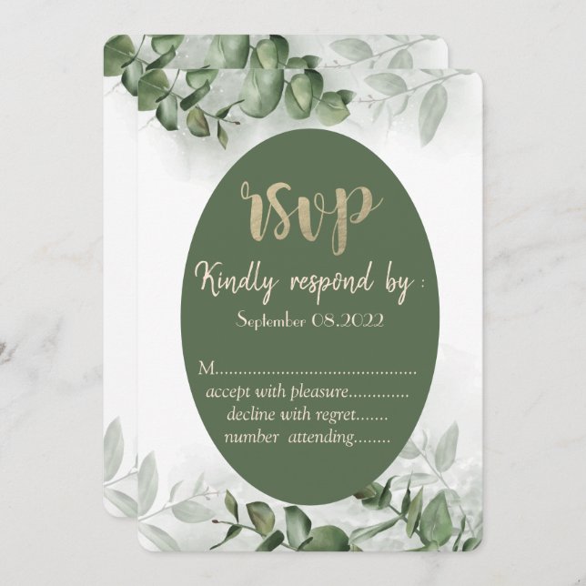 Boho Watercolor Eucalyptus Greenery  RSVP   Invitation (Front/Back)