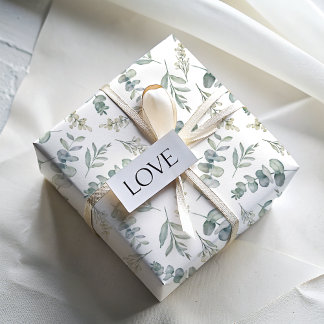 Boho Watercolor Eucalyptus Greenery Wedding Wrapping Paper