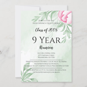 Boho Watercolor Eucalyptus High School Reunion Invitation