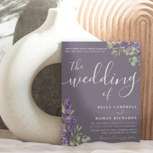 Boho Watercolor Eucalyptus & Lavender Wedding Invitation