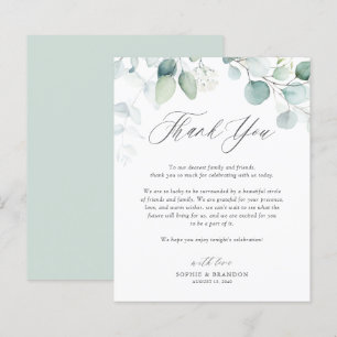 Boho Watercolor Eucalyptus Leaves Thank You Card