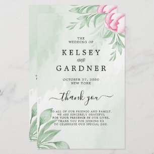 Boho Watercolor Eucalyptus Wedding Program