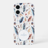 Boho Watercolor Feather Floral Personalised