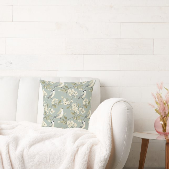 Boho Watercolor Floral Accents Cushion (Couch)