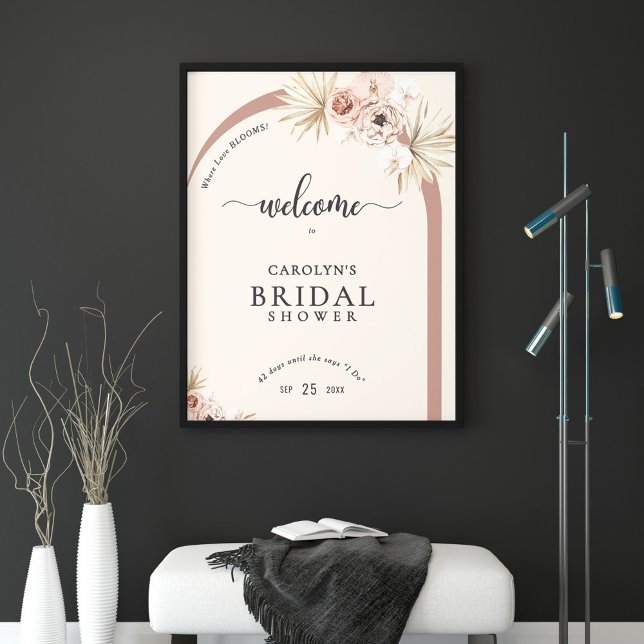 Boho Watercolor Floral Arch Bridal Shower Welcome Poster (Creator Uploaded)