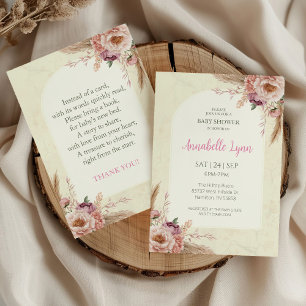 Boho Watercolor Floral Arched Baby Shower Invitation