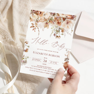 Boho Watercolor Floral Baby Shower Invitation