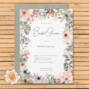 Boho Watercolor Floral  Bridal Shower Invitation