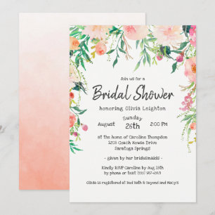 Boho Watercolor Floral Bridal Shower Invitation