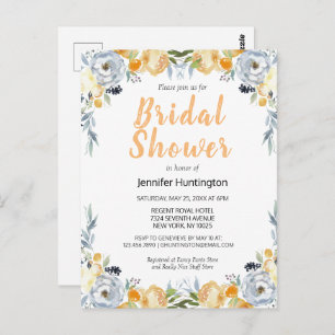 Boho Watercolor Floral Bridal Shower Postcard