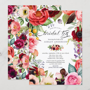 Boho Watercolor Floral Bridal Tea Invitation