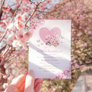 Boho Watercolor Floral Butterfly Girl Baby Shower Invitation