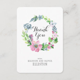 Boho Watercolor Floral & Butterfly   Thank You Card