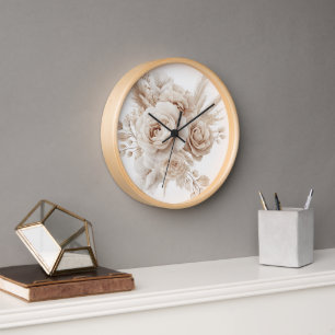 Boho Watercolor Floral Clock – Elegant & Timeless