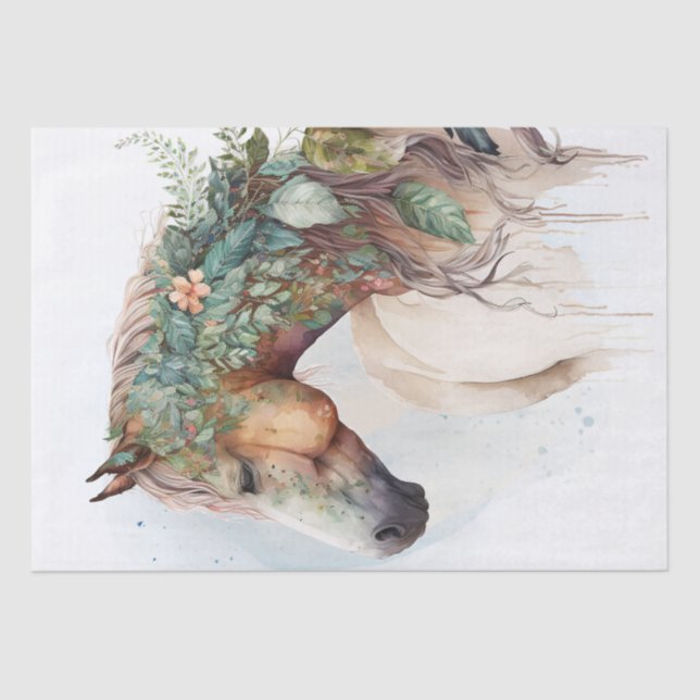 Boho Watercolor Floral Horse Tissue Paper (Front)
