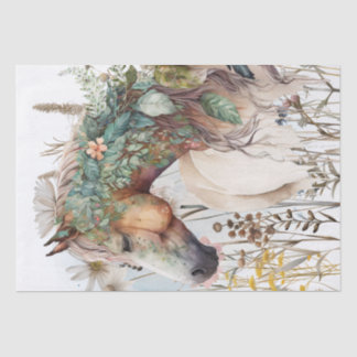 Boho Watercolor Floral Horse Tissue Paper