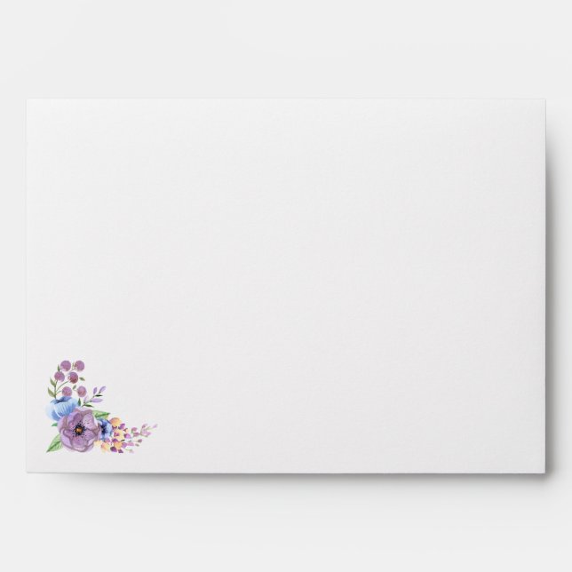 Boho Watercolor Floral Lilac & Teal Personalise Envelope (Front)