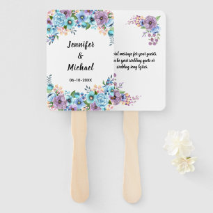 Boho Watercolor Floral Lilac & Teal Personalise Hand Fan