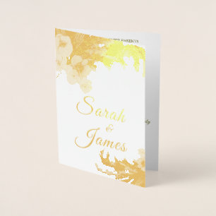 Boho Watercolor Floral Pampas Grass Photo Foil Card