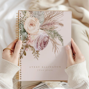 Boho Watercolor Floral Personalised Name Year Planner