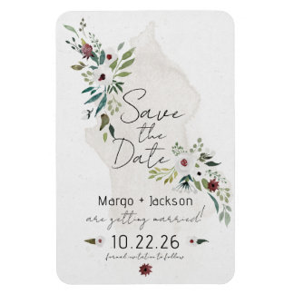 Boho Watercolor Floral Save the Date Magnets
