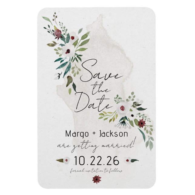 Boho Watercolor Floral Save the Date Magnets (Vertical)