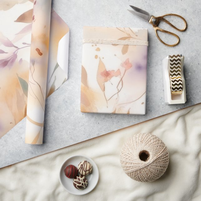 Boho Watercolor Floral Spring Garden Wrapping Paper (Crafts)