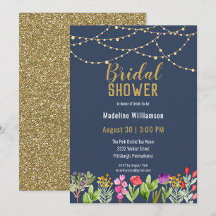 Boho Watercolor Floral String Lights Save the Date Invitation