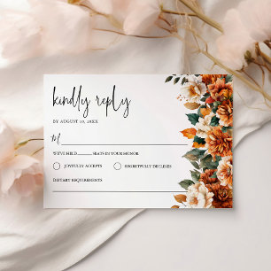 Boho Watercolor Floral Terracotta Wedding RSVP Card