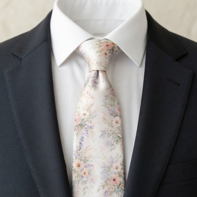 Boho Watercolor Floral  Tie (Creator Uploaded)