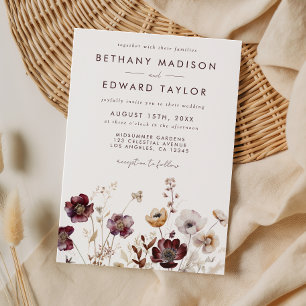 Boho Watercolor Floral Wedding Invitation