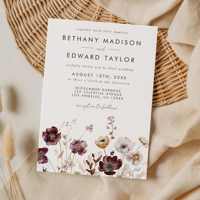 Boho Watercolor Floral Wedding Invitation (Creator Uploaded)