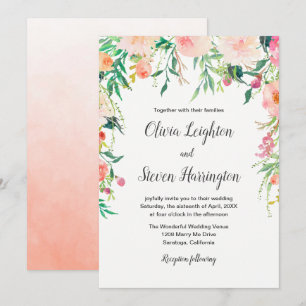 Boho Watercolor Floral Wedding Invitation