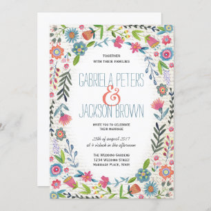 Boho Watercolor Floral   Wedding invitations